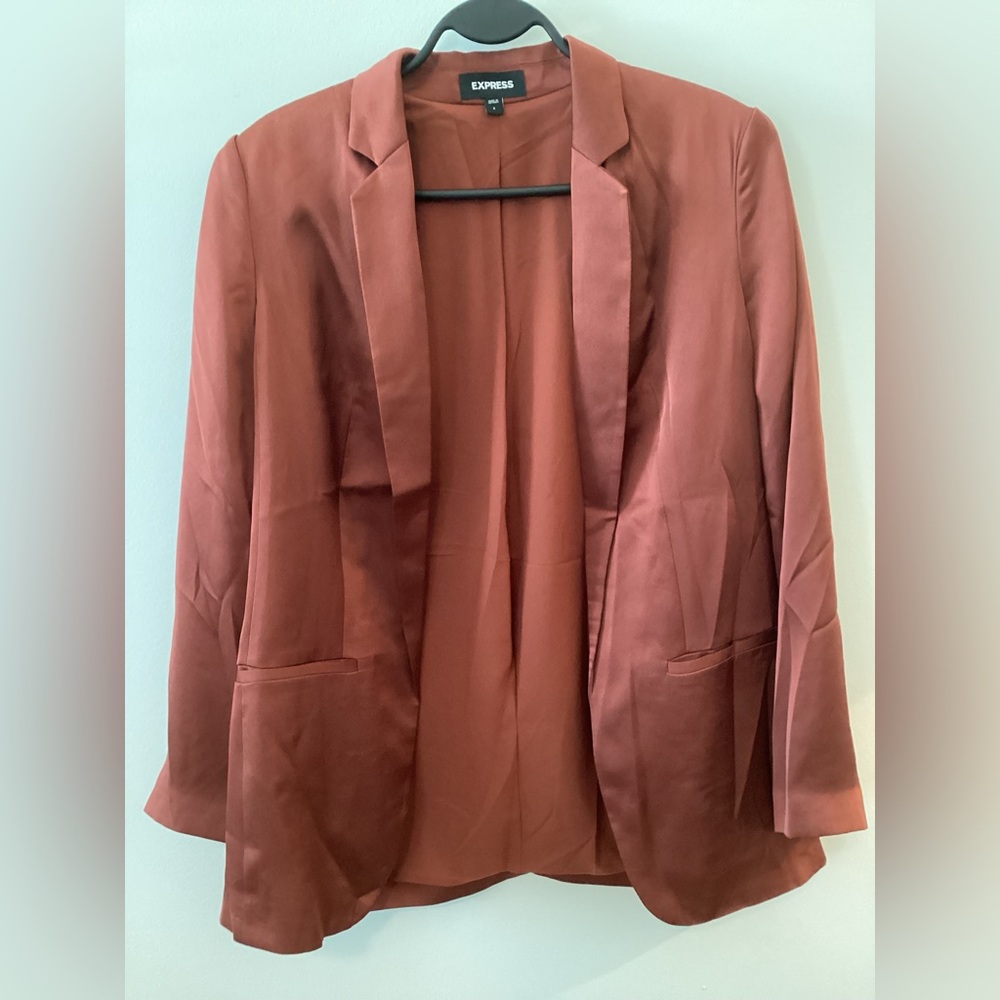 Express Women's Rust Color Satin Boyfriend Blazer